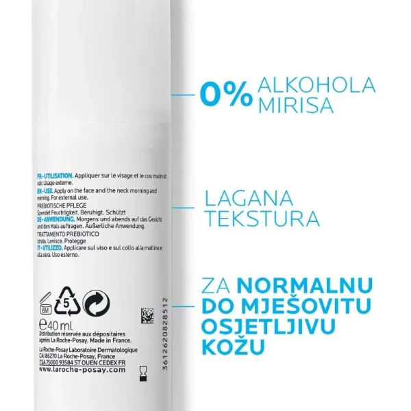 La Roche-Posay TOLERIANE SENSITIVE Lagani hidratantni fluid za uravnoteženje mikrobioma osjetljive kože, normalna do mješovita koža, 40 ml