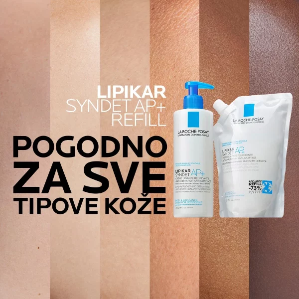 La Roche-Posay LIPIKAR SYNDET AP+ Kremasti gel za tuširanje obogaćen lipidima protiv nadraženosti i svraba, pogodno za bebe, djecu i odrasle, 200 ml BPHARM