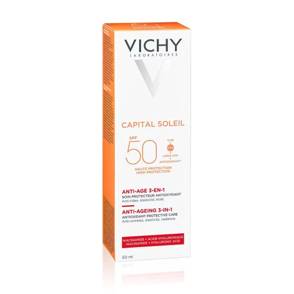 VICHY CAPITAL SOLEIL Krema za zaštitu od sunca s anti-age efektom 3-u-1 SPF50, 50 ml BPHARM