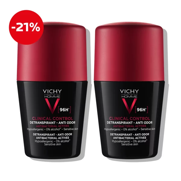 Vichy Deo-Duo paket: Roll-on CLINICAL CONTROL dezodorans za muškarce, za kontrolu prekomjernog znojenja do 96h